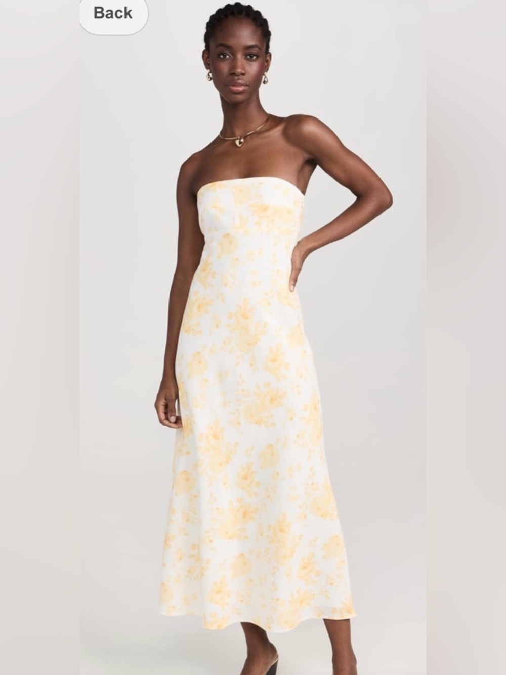 NWT WAYF All Yours Strapless Linen Blend Dress in Yellow Roses Size Medium